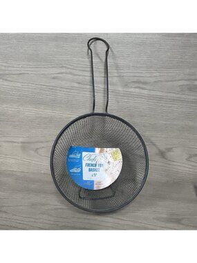 Vtg W Label French Fry Basket Chefs Aid Wire Mesh Deep Fry Frying  Unused